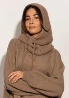 Alpaca Hood - Miękka balaclava dzianinowa Latte