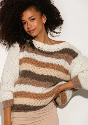 Snug Stripe - Cozy ecru striped sweater