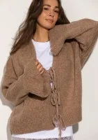 Knotty - Beige tied cardigan with loose sleeves