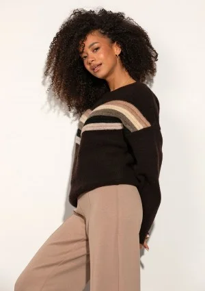 Chevron - Soft brown sweater with multicolored pattern