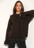 Knotty - Brown tied cardigan with loose sleeves