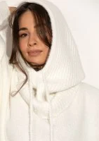 Alpaca Hood - Miękka balaclava dzianinowa Ecru