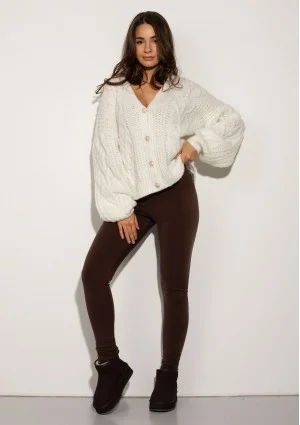 Aran - Ecru fluffy cardigan