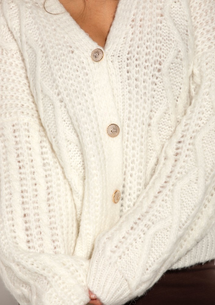 Aran - Ecru fluffy cardigan