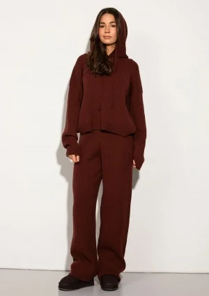 Barro - Brown knitted in stripes hoodie