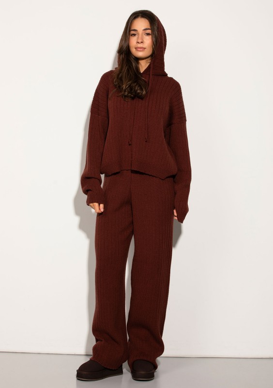 Barro - Brown knitted in stripes hoodie