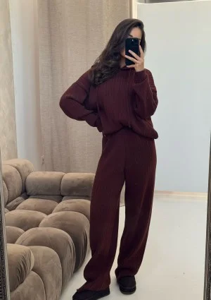 Barro - Brown knitted in stripes pants