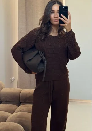 Misti - Brown waffle weaved sweater