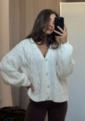 Aran - Ecru fluffy cardigan