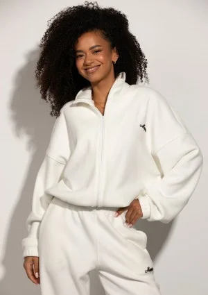 Glide - Zipped up ecru microfleece jumper
