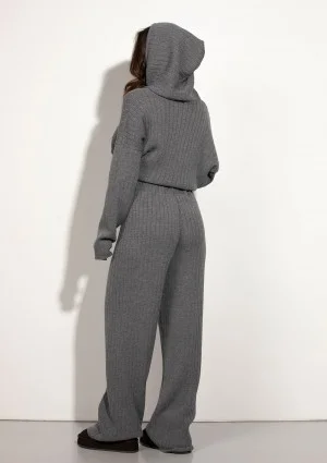 Barro - Melange grey knitted in stripes hoodie