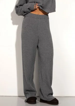 Barro - Melange grey knitted in stripes pants
