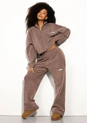 Glide - Zipped up latte beige microfleece jumper