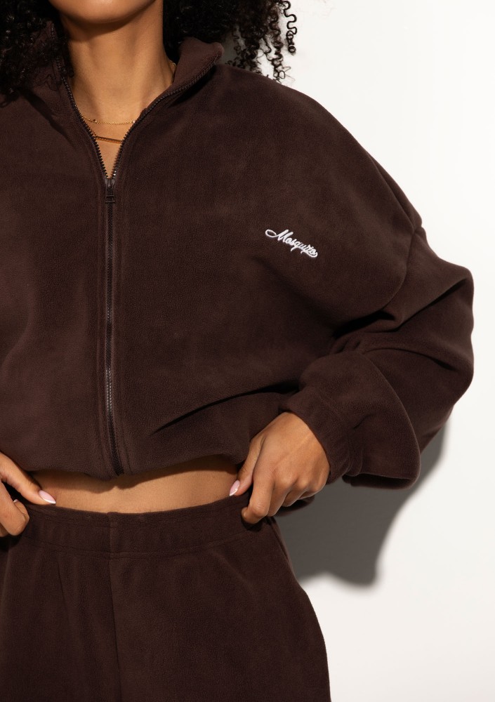 Glide - Zipped up latte brown microfleece jumper