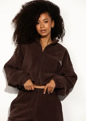 Glide - Zipped up latte brown microfleece jumper