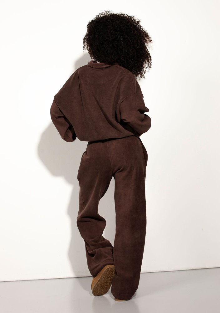 Glide - Zipped up latte brown microfleece jumper