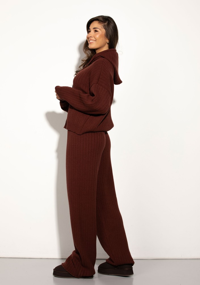 Barro - Brown knitted in stripes hoodie