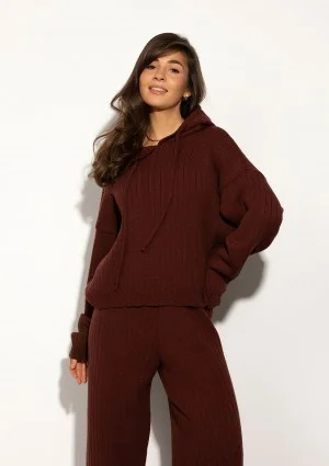Barro - Brown knitted in stripes hoodie