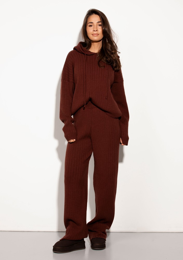 Barro - Brown knitted in stripes pants