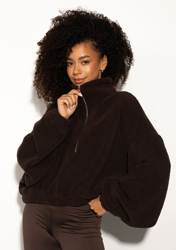 Sherpa - Zipped up brown fleece jumper