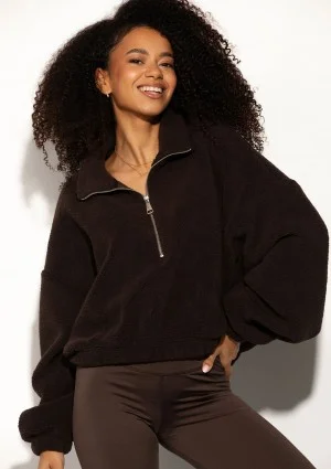 Sherpa - Zipped up brown fleece jumper