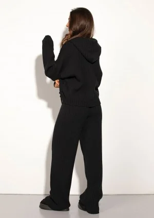 Barro - Black knitted in stripes pants