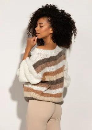 Snug Stripe - Cozy ecru striped sweater