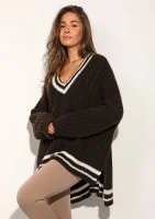 Varley - Long oversized brown striped sweater