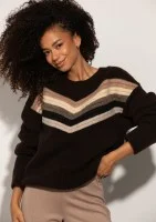 Chevron - Soft brown sweater with multicolored pattern