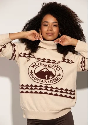 Lodge - Ecru sweater with a jacquard pattern "mountain"