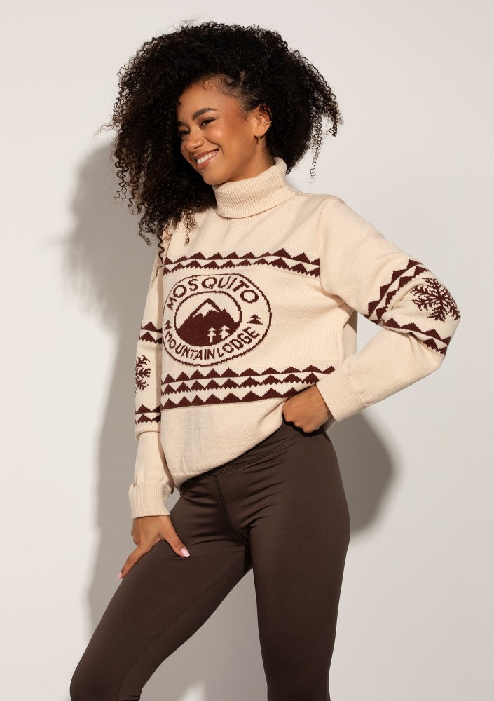 Lodge - Ecru sweater with a jacquard pattern "mountain"