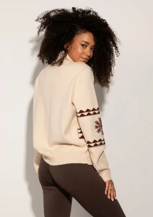 Lodge - Ecru sweater with a jacquard pattern "mountain"