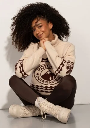 Lodge - Ecru sweater with a jacquard pattern "mountain"