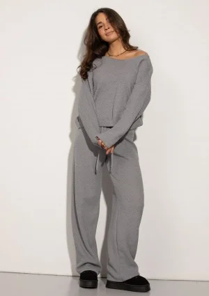 Misti - Melange grey waffle weaved sweater