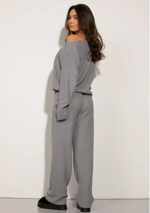 Misti - Melange grey waffle weaved pants