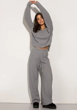 Misti - Melange grey waffle weaved pants