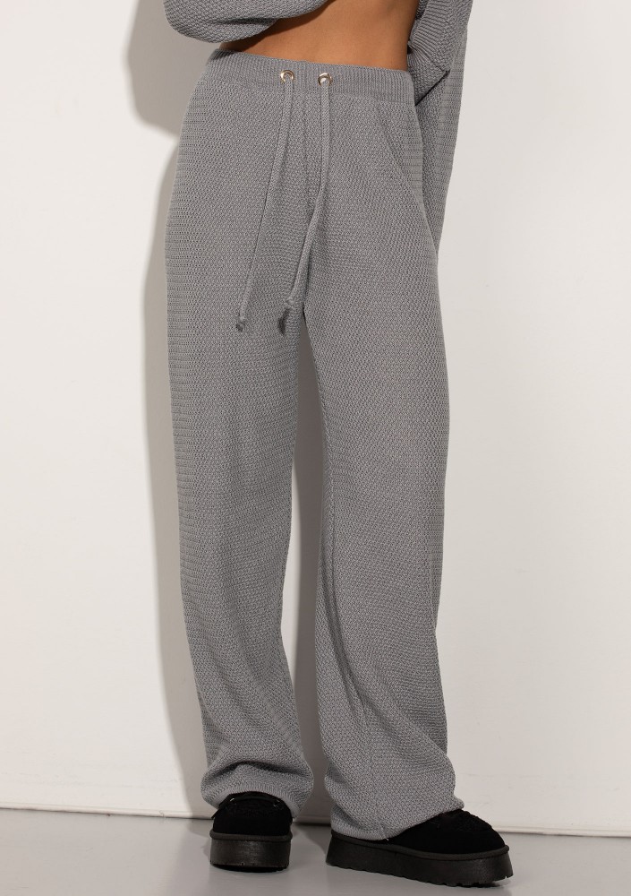 Misti - Melange grey waffle weaved pants