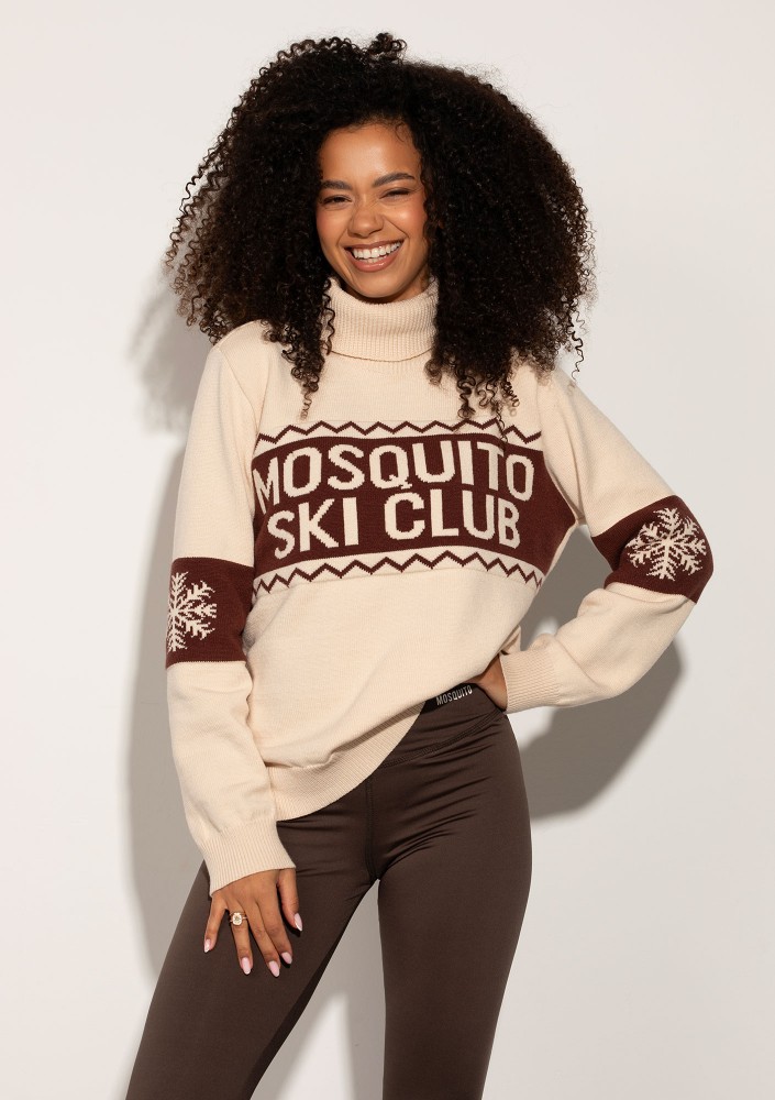 Lodge - Ecru sweater with a jacquard pattern "ski club"