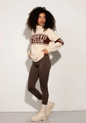 Lodge - Ecru sweater with a jacquard pattern "ski club"