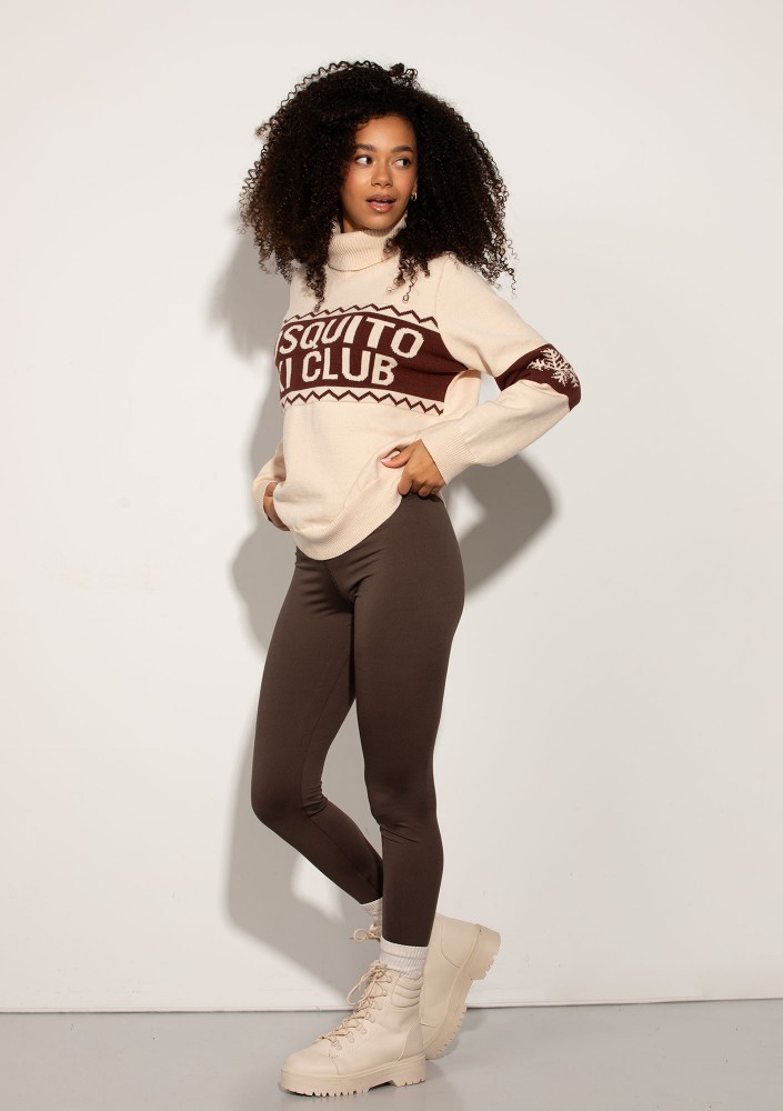 Lodge - Ecru sweater with a jacquard pattern "ski club"