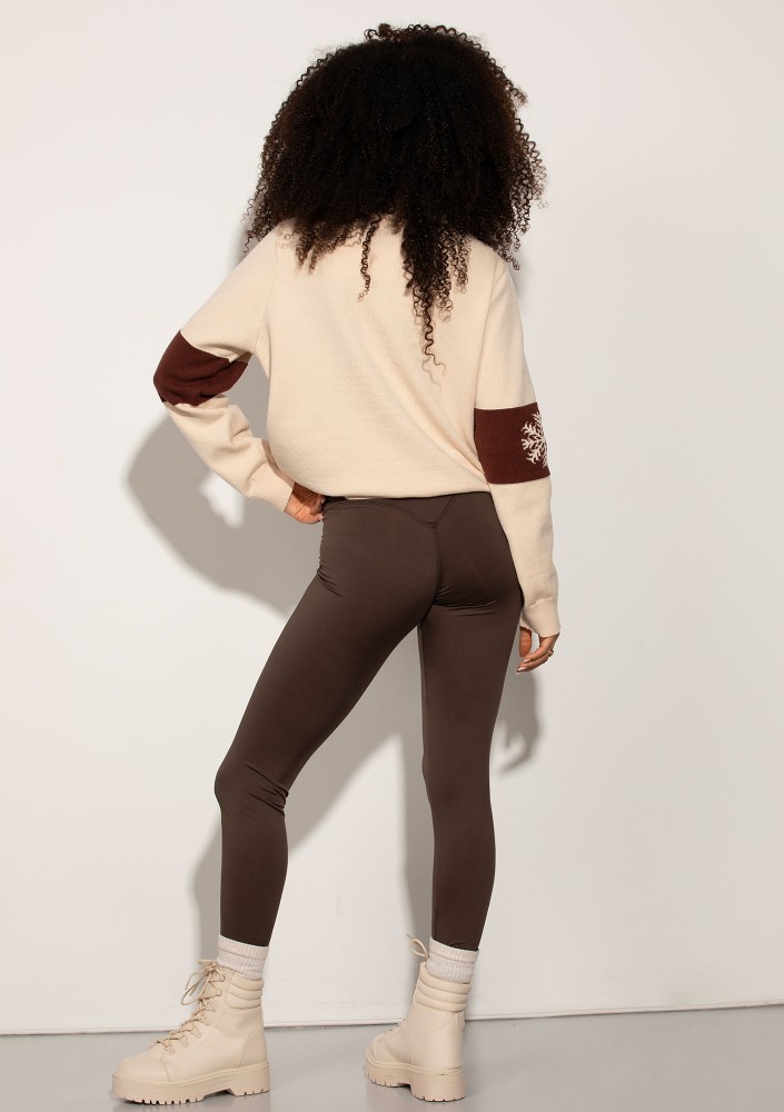 Lodge - Ecru sweater with a jacquard pattern "ski club"