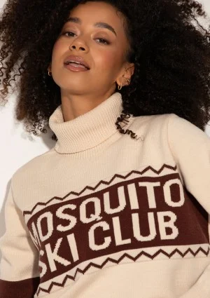 Lodge - Ecru sweater with a jacquard pattern "ski club"