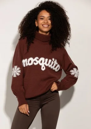 Flurry - Brown sweater with a fluffy logo and snowflakes