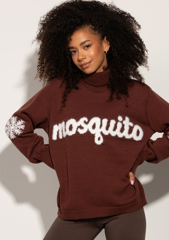 Flurry - Brown sweater with a fluffy logo and snowflakes
