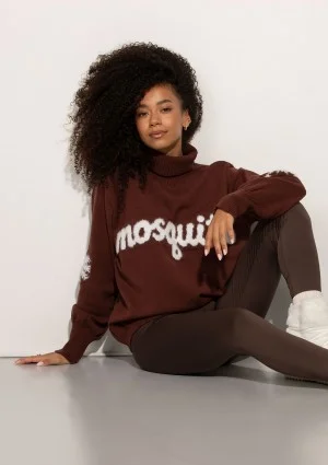 Flurry - Brown sweater with a fluffy logo and snowflakes