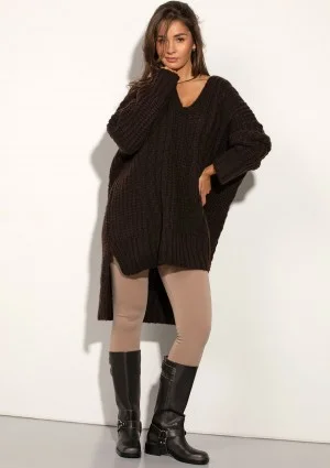 Lofty Long - Super oversized dark brown sweater