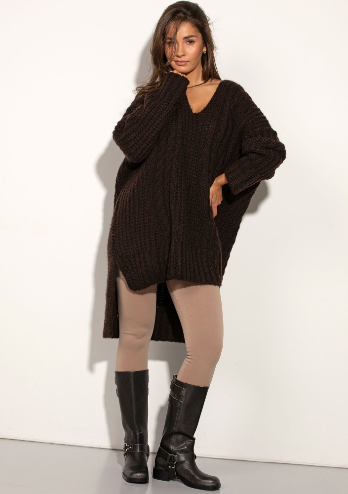 Lofty Long - Super oversized dark brown sweater