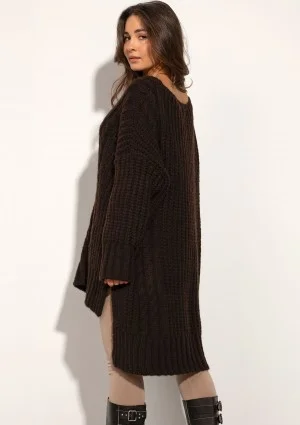 Lofty Long - Super oversized dark brown sweater