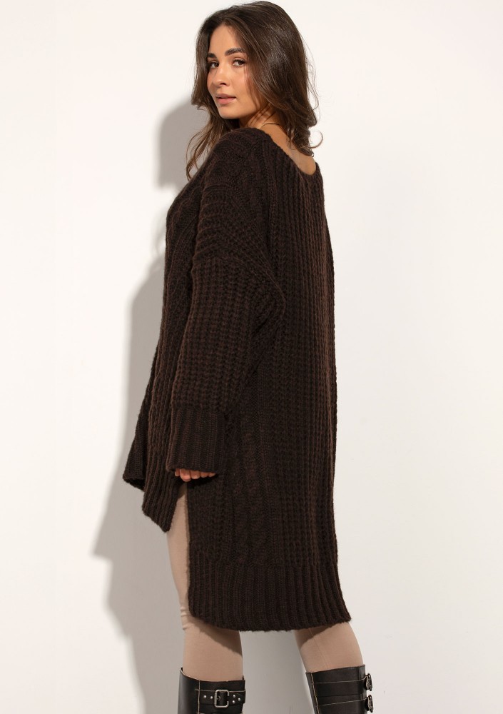 Lofty Long - Super oversized dark brown sweater