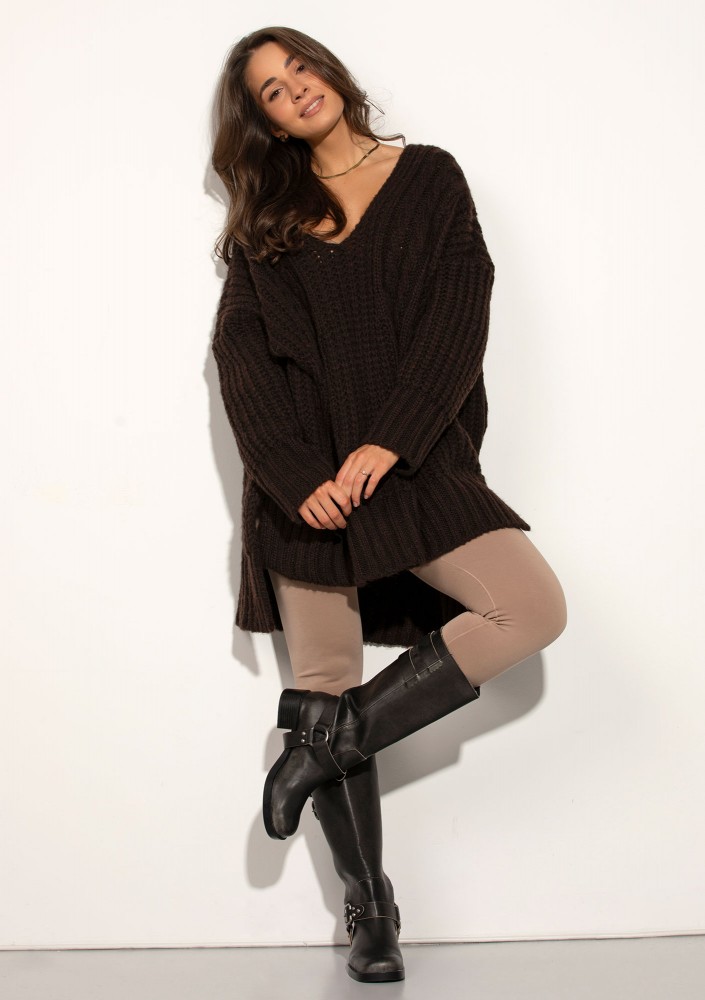 Lofty Long - Super oversized dark brown sweater